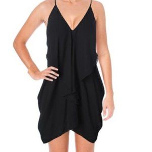 Olivaceous Black Ruffle Open Back Dress